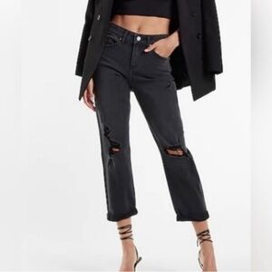 Express Faded Black Distressed Boyfriend Jeans- NWT